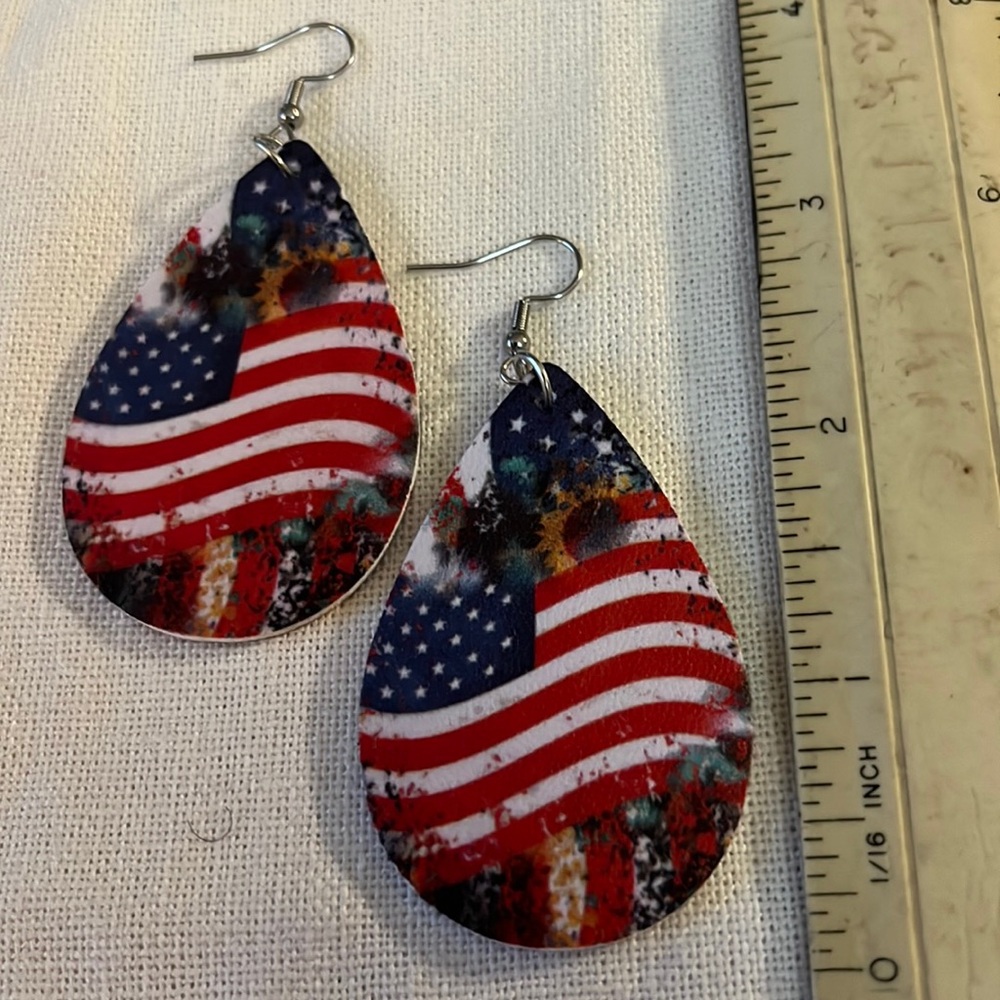 Patriotic Pleather Printed Earrings.
